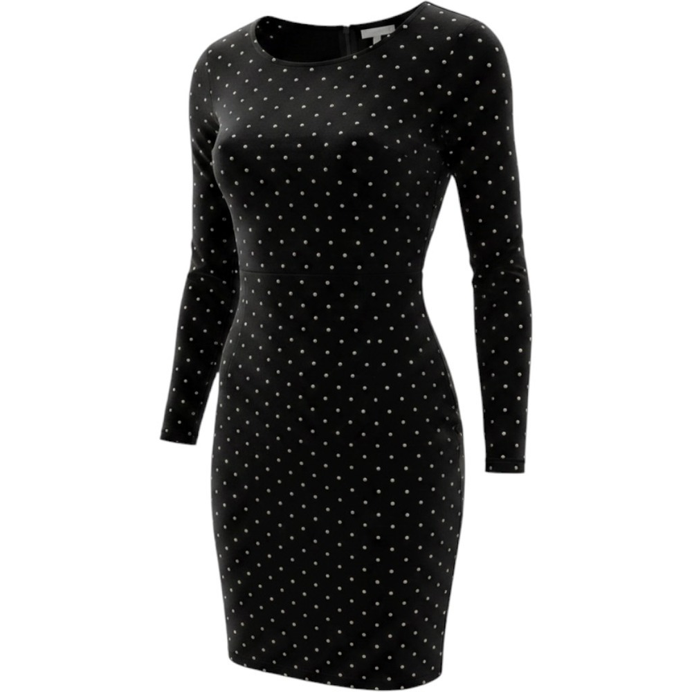 H&M Bodycon Dress Sz L Black Velvet Rhinestone Studded Scoop Back Mini